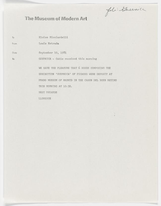 Nota interna de Louis Estrada a Eloise Ricciardelli