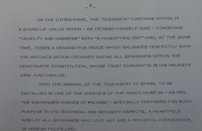 Discurso de la diplomacia española en la firma de entrega
