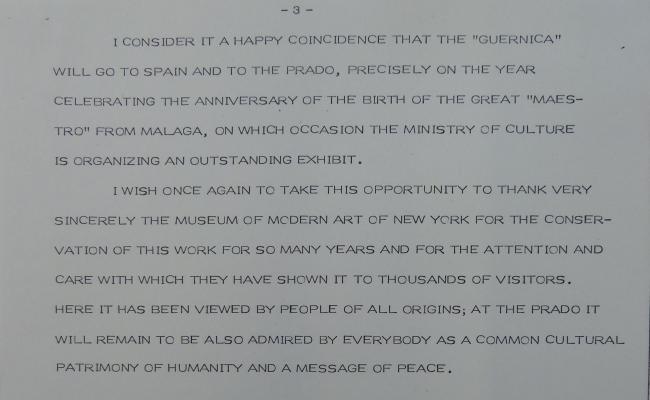 Discurso de la diplomacia española en la firma de entrega