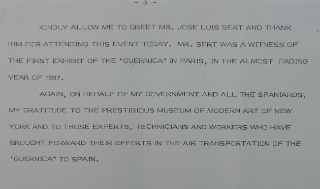 Discurso de la diplomacia española en la firma de entrega