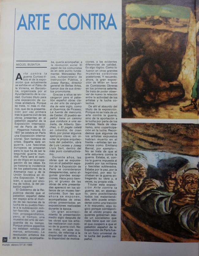 Arte contra la guerra, dicen