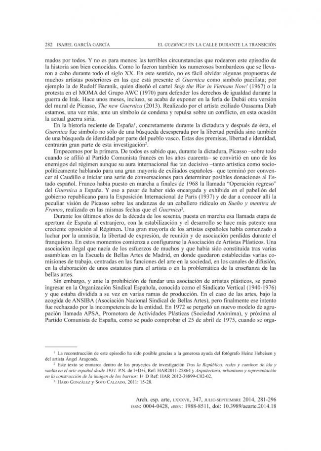 Guernica on the street during the Transition to, and early years of, democracy in Spain 