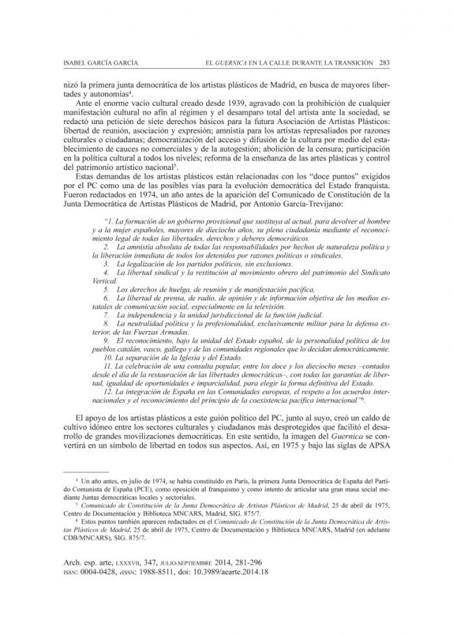 Guernica on the street during the Transition to, and early years of, democracy in Spain 