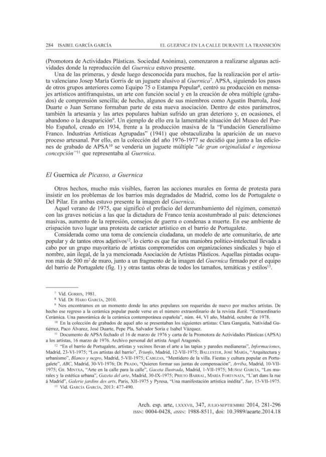 Guernica on the street during the Transition to, and early years of, democracy in Spain 