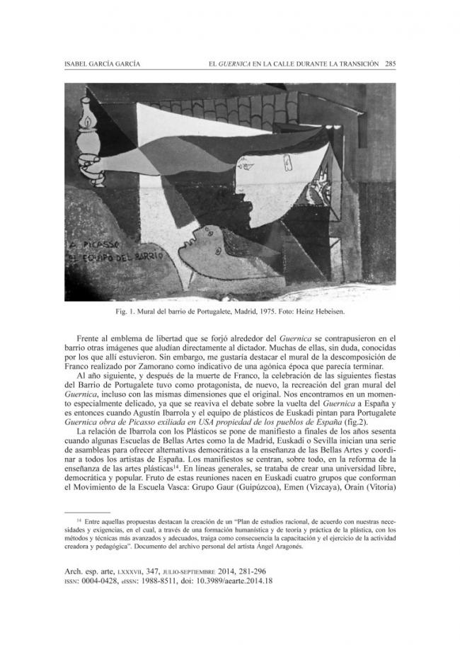Guernica on the street during the Transition to, and early years of, democracy in Spain 