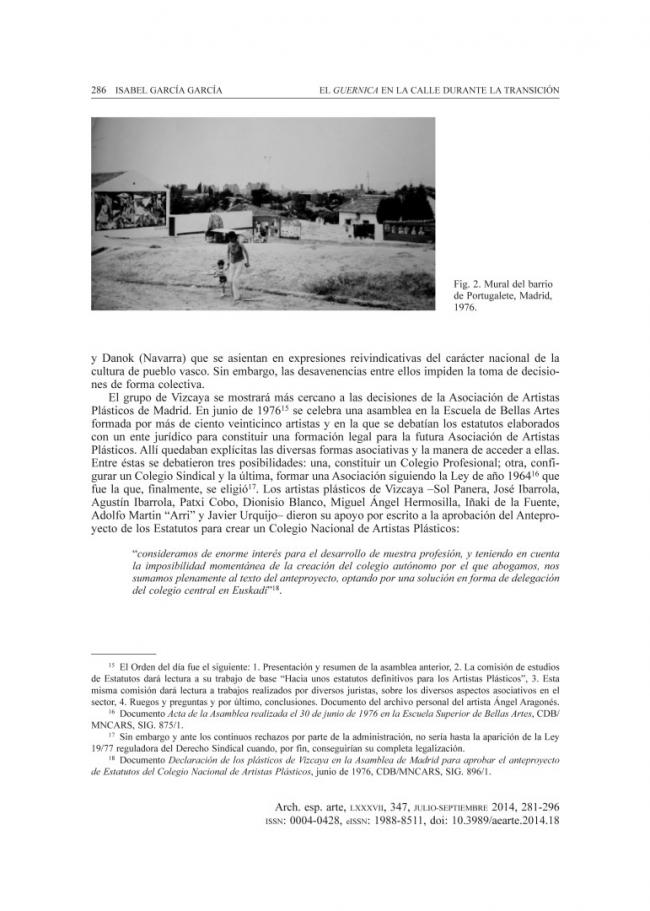 Guernica on the street during the Transition to, and early years of, democracy in Spain 