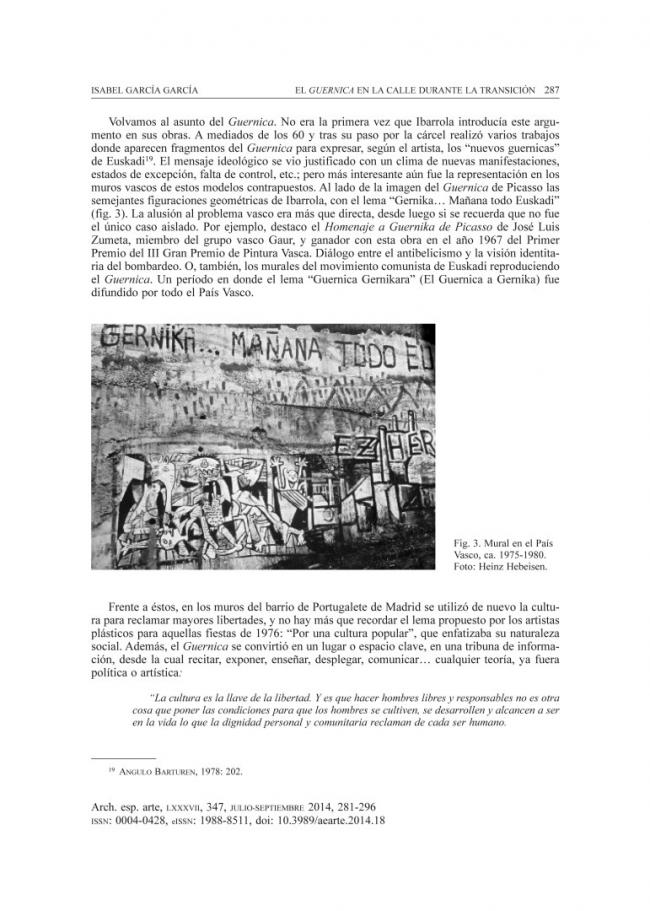 Guernica on the street during the Transition to, and early years of, democracy in Spain 