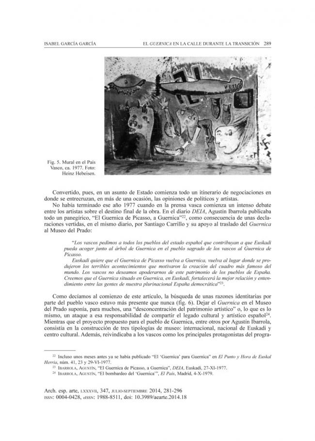 Guernica on the street during the Transition to, and early years of, democracy in Spain 