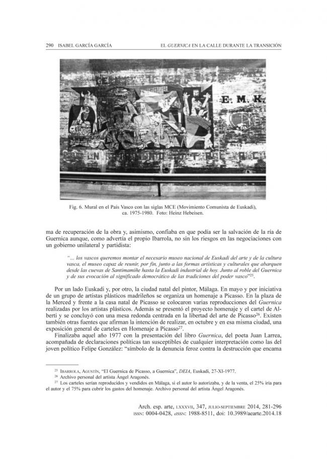 Guernica on the street during the Transition to, and early years of, democracy in Spain 