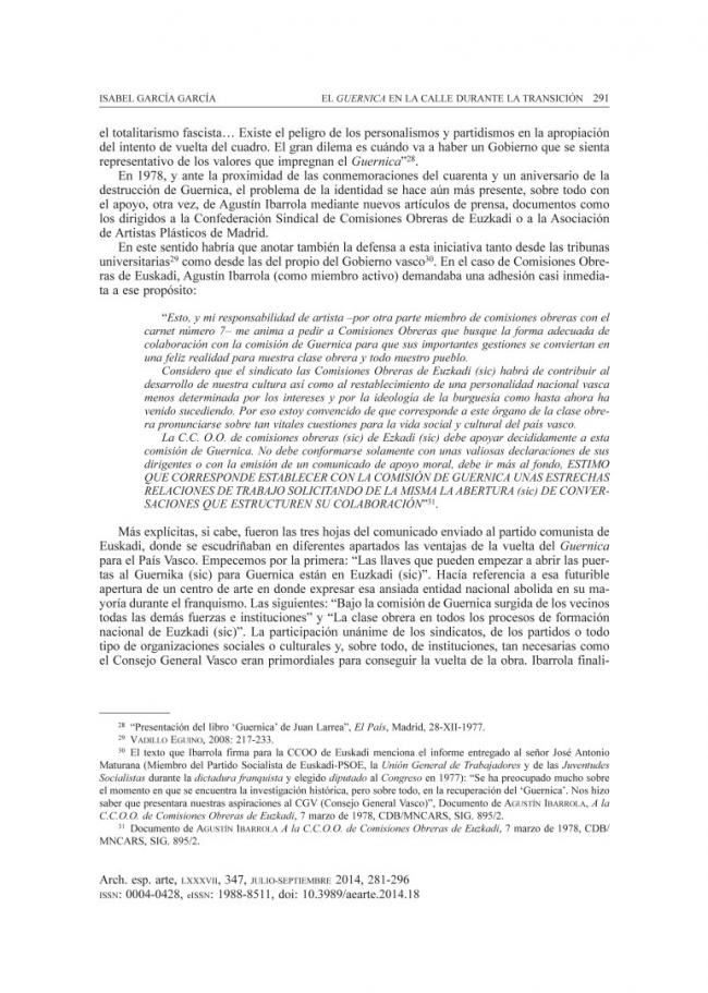 Guernica on the street during the Transition to, and early years of, democracy in Spain 