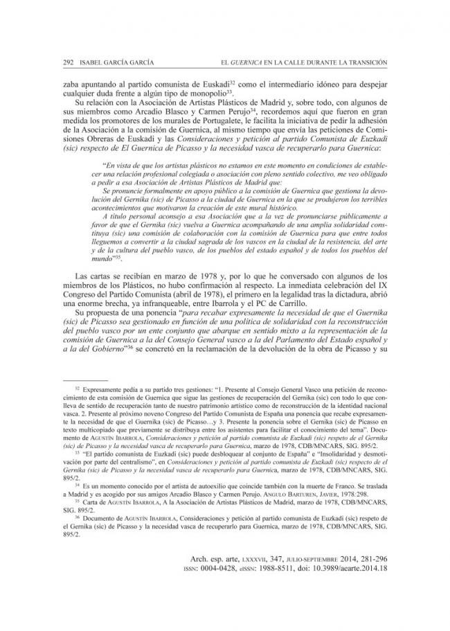 Guernica on the street during the Transition to, and early years of, democracy in Spain 