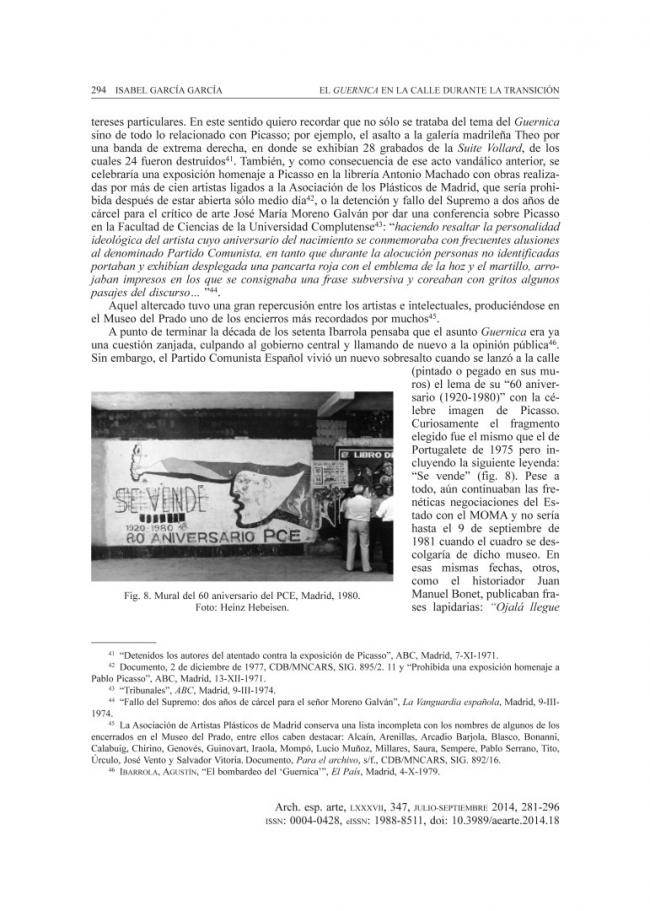 Guernica on the street during the Transition to, and early years of, democracy in Spain 