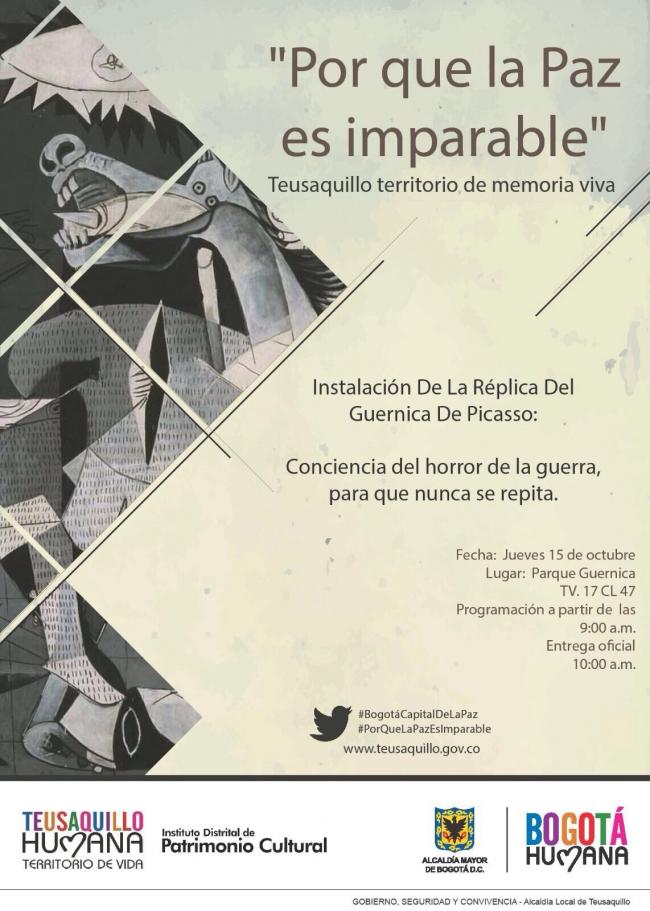 Réplica de Guernica en mural en el Parque de la Memoria de Tesauquillo, Bogotá