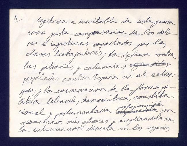 Notas del discurso de la recepción en la embajada con motivo de la inauguración del Pabellón de España