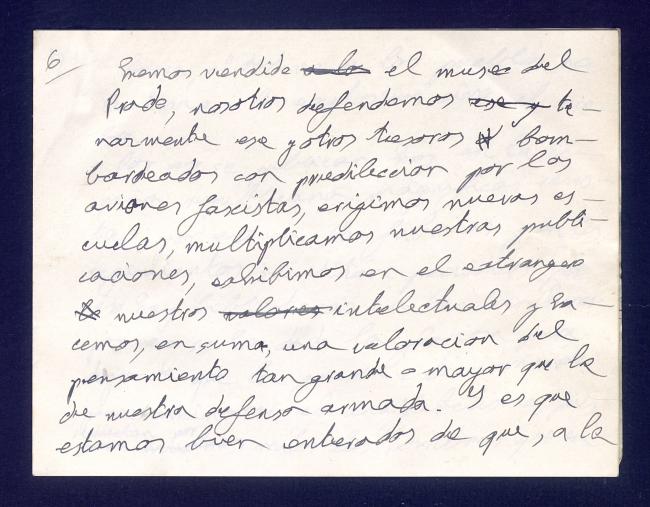 Notas del discurso de la recepción en la embajada con motivo de la inauguración del Pabellón de España