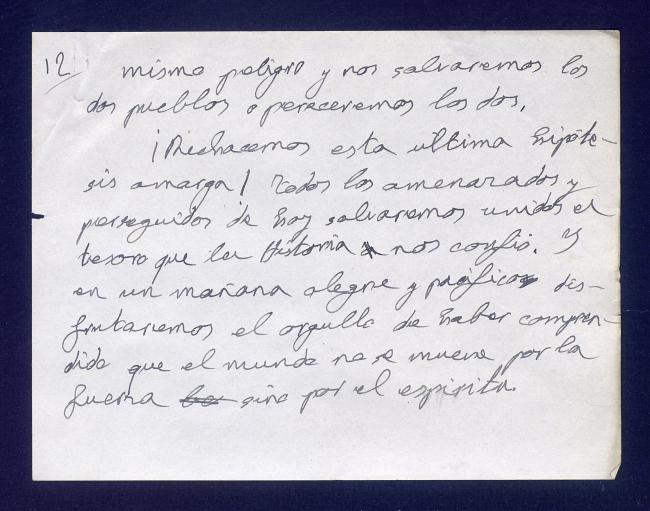 Notas del discurso de la recepción en la embajada con motivo de la inauguración del Pabellón de España