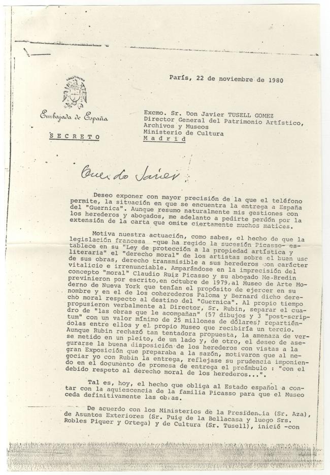 EN Carta de Rafael Quintanilla a Javier Tusell