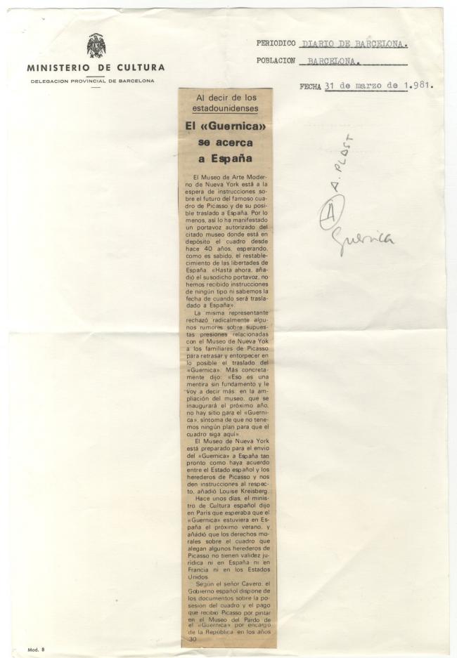 El «Guernica» se acerca a España 