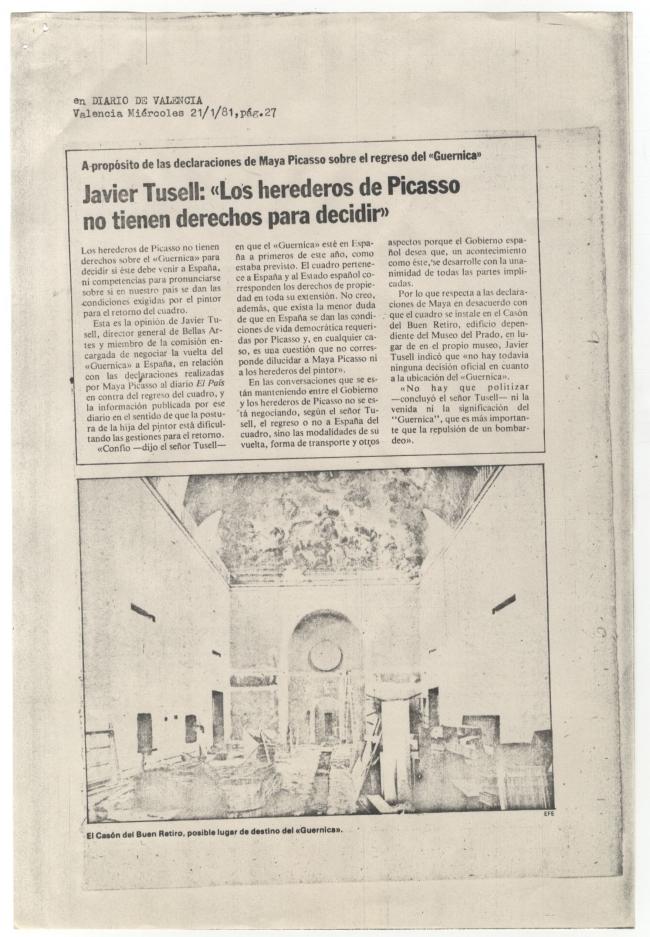 Javier Tusell: «Los herederos de Picasso no tienen derechos para decidir»