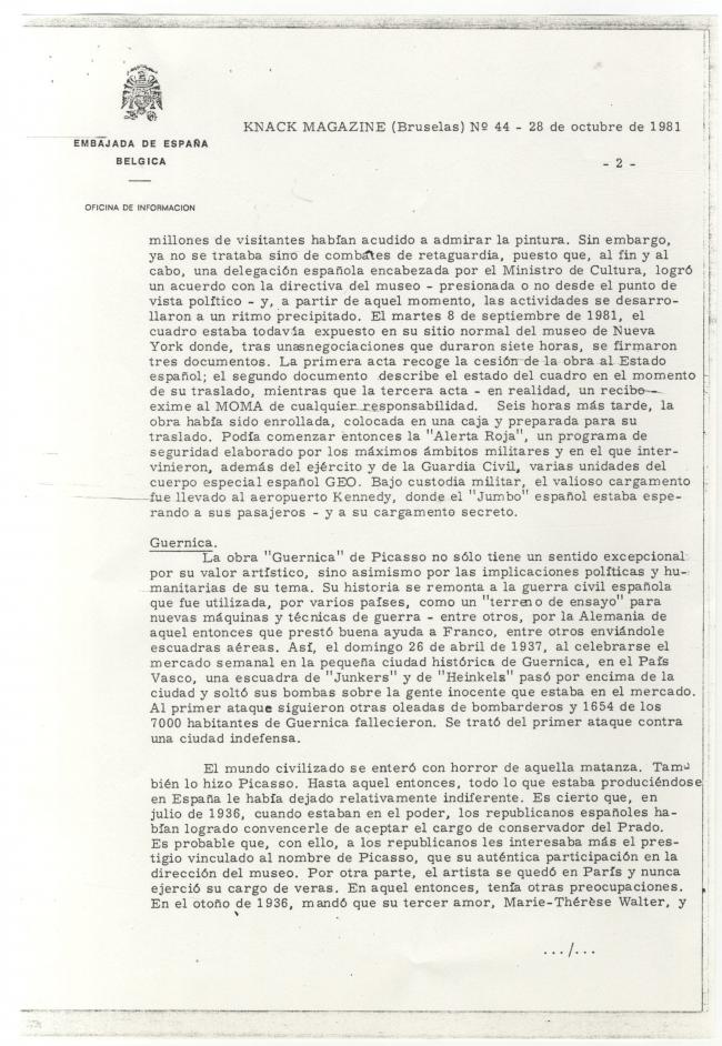 Un cuadro, demasiado grande para un régimen. El Guernica de Picasso cambió de sitio