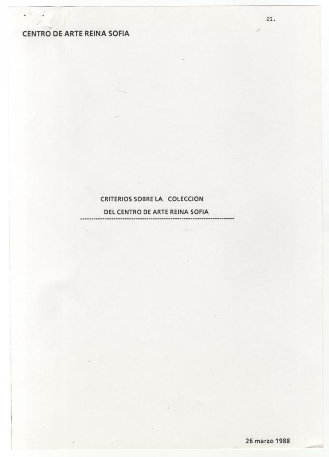 Criterios sobre la colección del Centro de Arte Reina Sofía