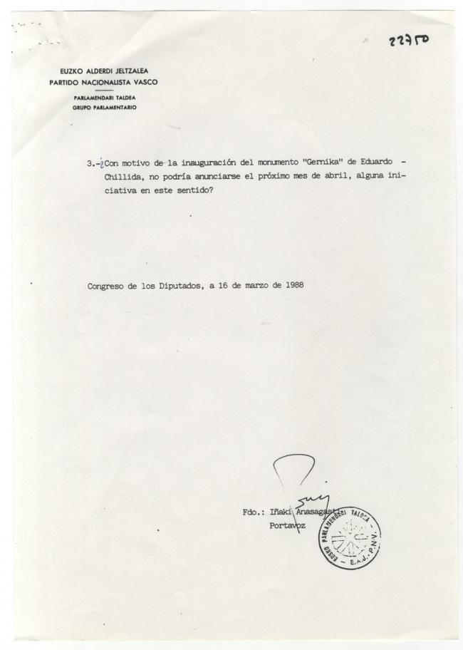 EN Preguntas de Iñaki Anasagasti al Congreso de los Diputados