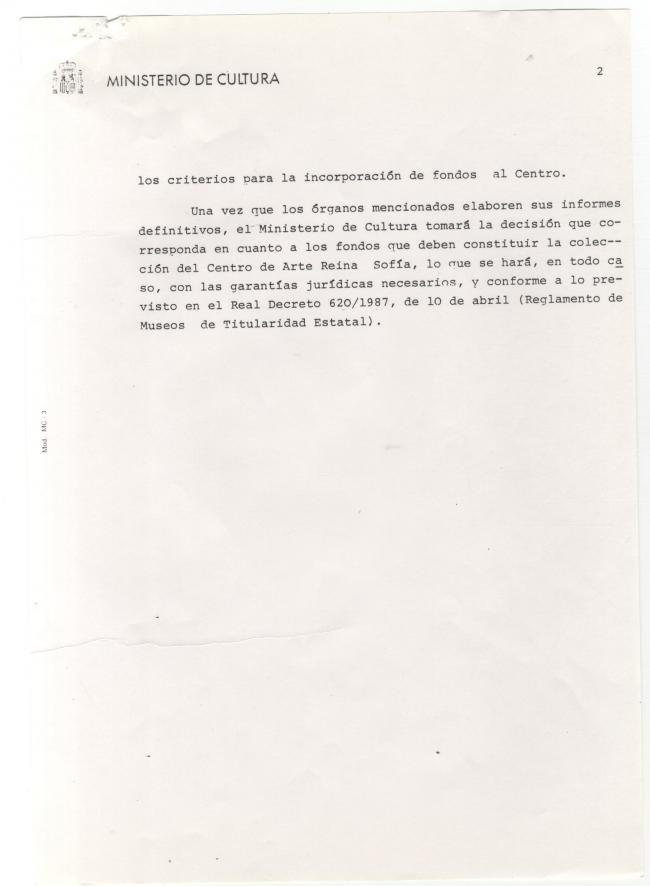 Respuesta del Ministerio de Cultura a las preguntas de Andrés Ollero en el Congreso de los Diputados