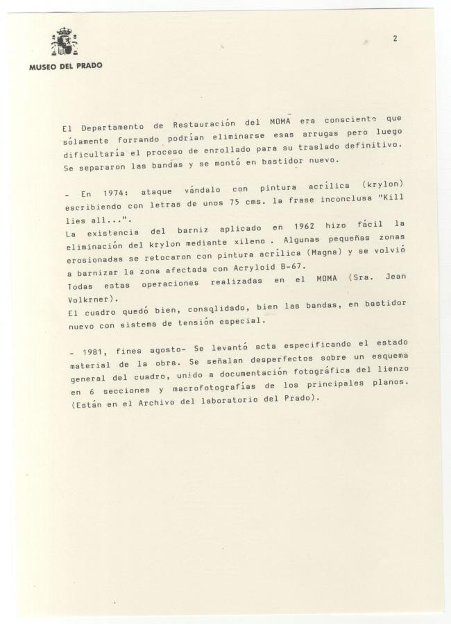 Informes sobre el estado de Guernica y su traslado