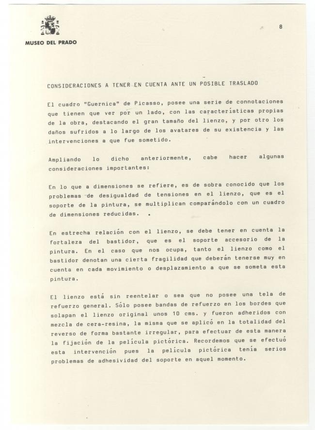 Informes sobre el estado de Guernica y su traslado