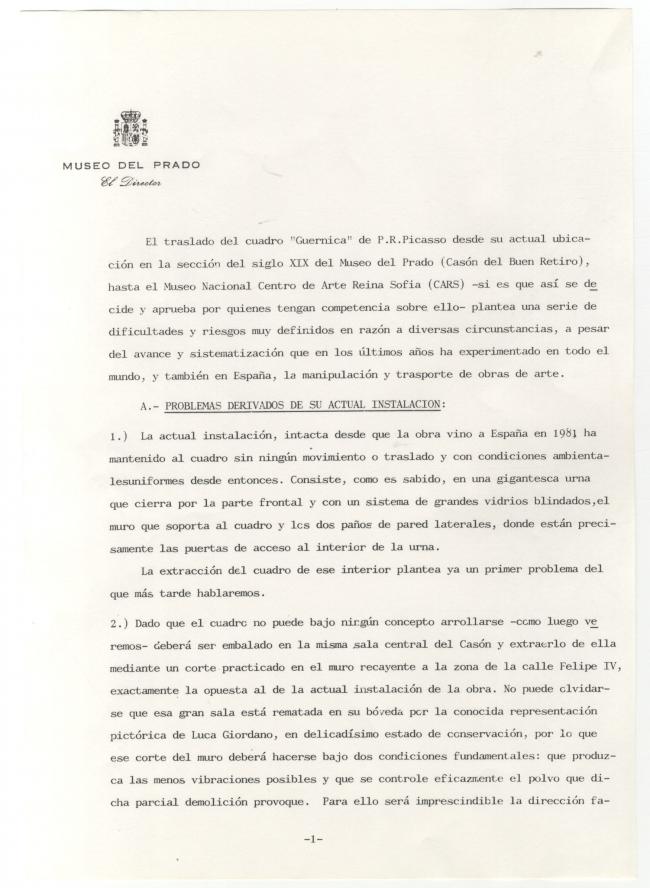 Informes sobre el estado de Guernica y su traslado