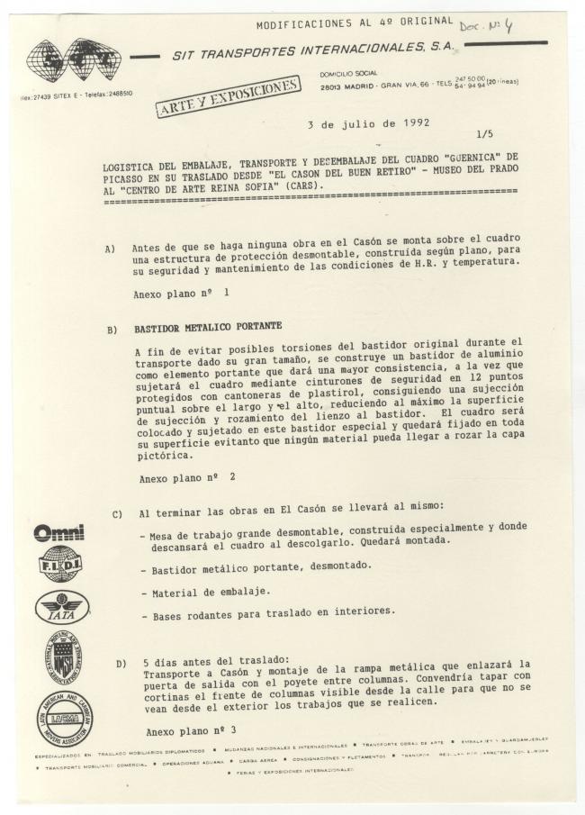 Informes sobre el estado de Guernica y su traslado