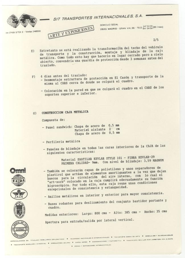 Informes sobre el estado de Guernica y su traslado