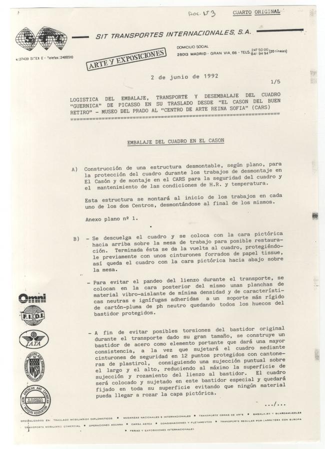 A request from the Senate for a feasibility report on moving Guernica