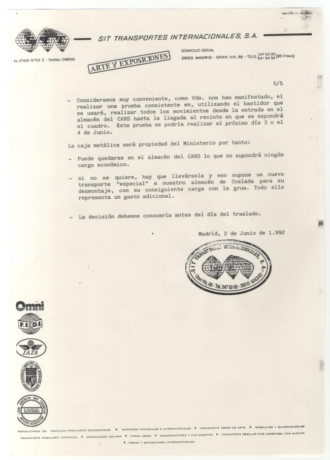 A request from the Senate for a feasibility report on moving Guernica