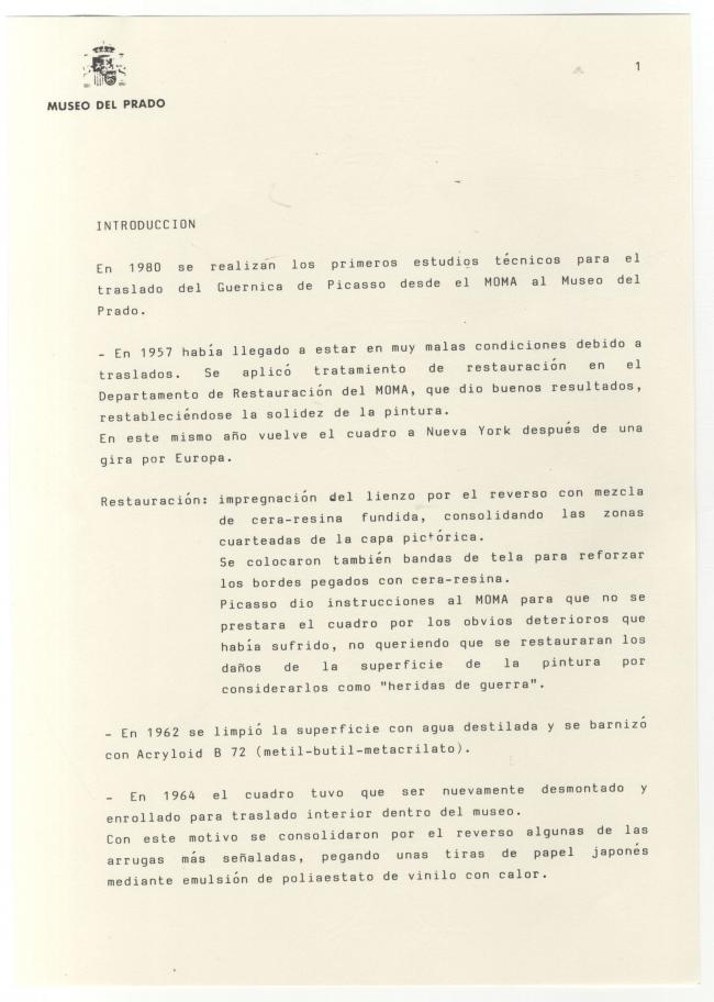 A request from the Senate for a feasibility report on moving Guernica