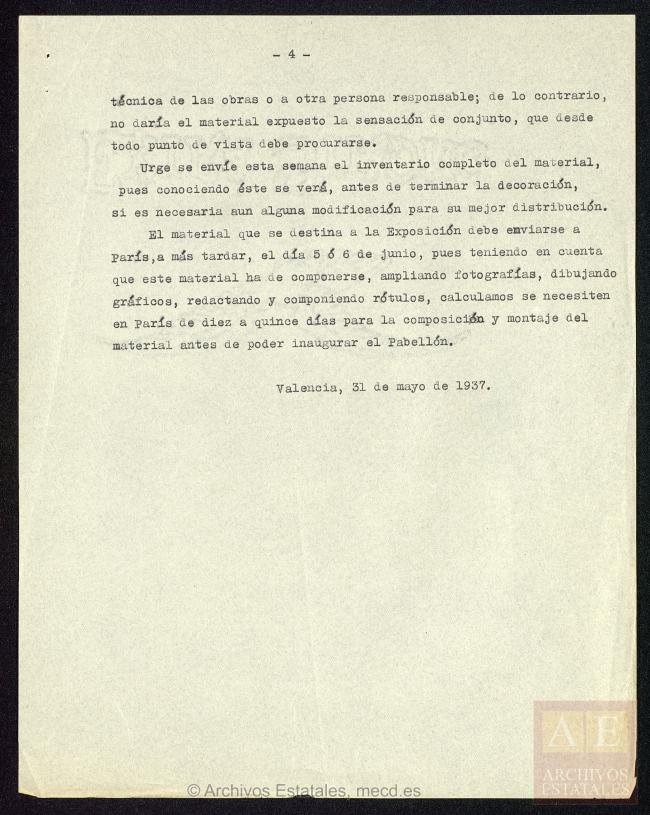Memoria descriptiva del Pabellón de la República Española