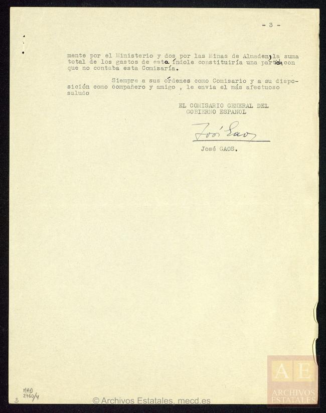 EN Carta de José Gaos a Juan Negrín