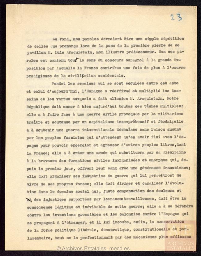 Discurso de inauguración del Pabellón de España 