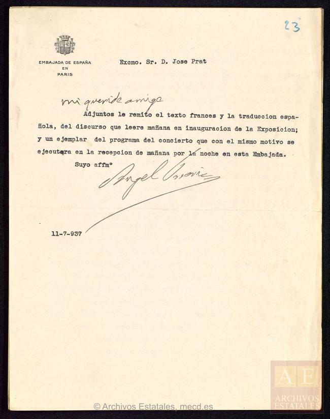 Discurso de inauguración del Pabellón de España 