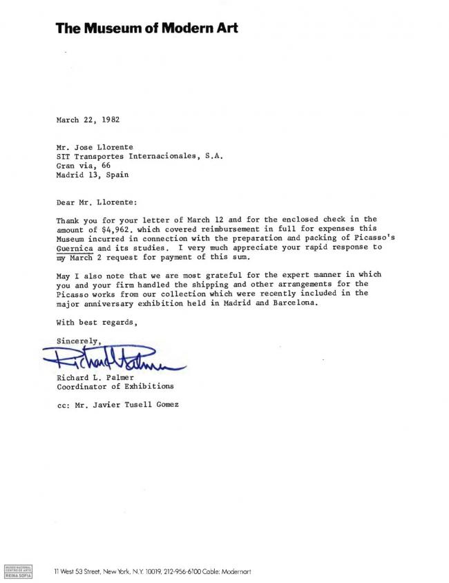 Carta del Museum of Modern Art de Nueva York a SIT