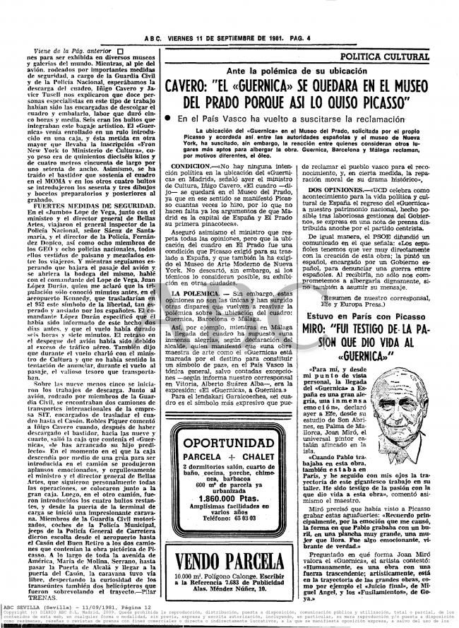 Espectaculares medidas de seguridad protegieron la llegada del Guernica