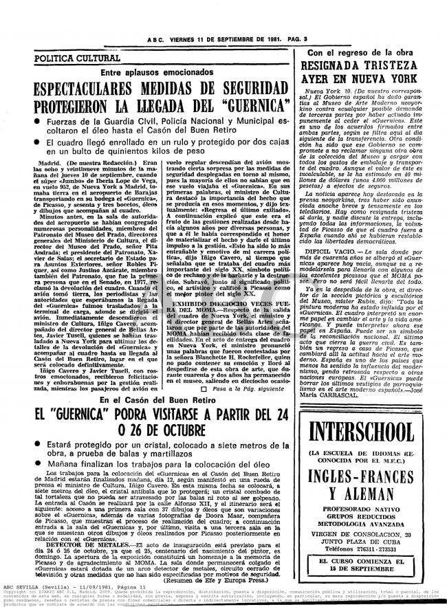 Espectaculares medidas de seguridad protegieron la llegada del Guernica
