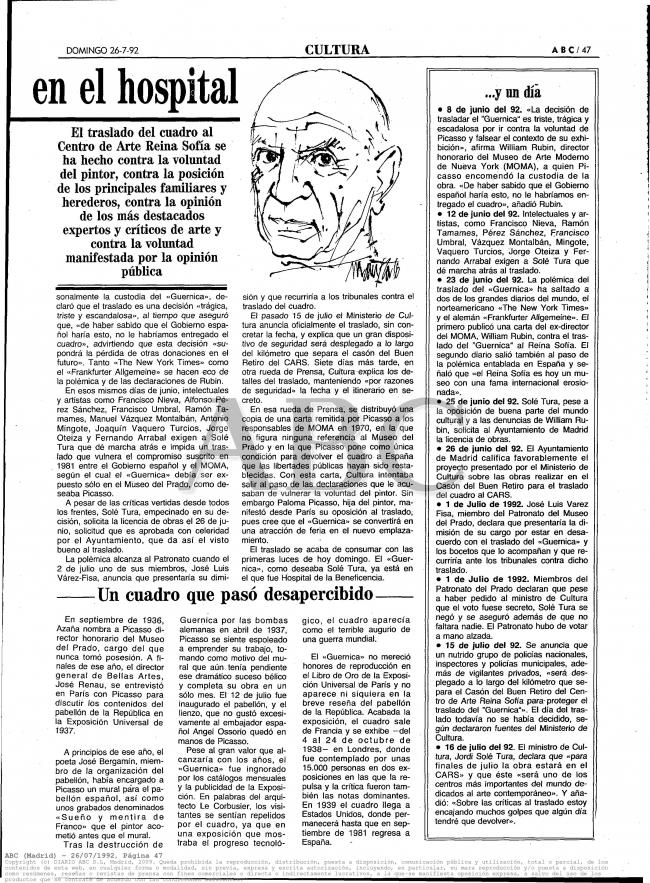 El Guernica ingresa en el hospital
