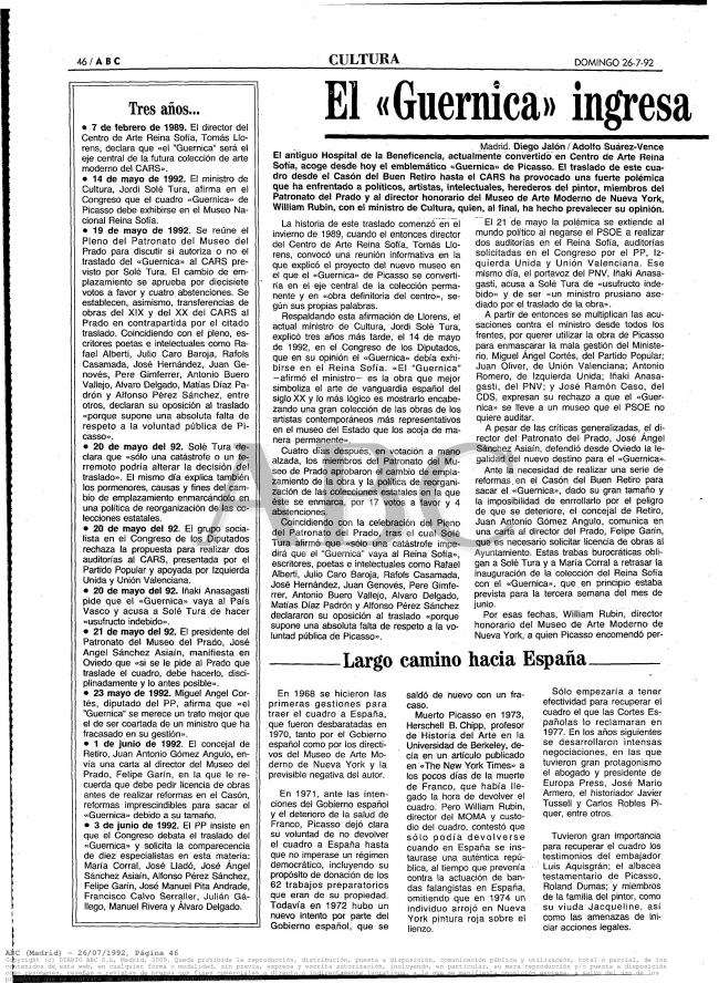 El Guernica ingresa en el hospital