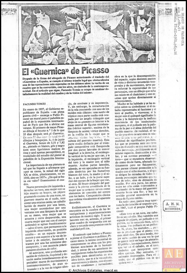 Carta de Manuel García y García a Javier Tusell del 27 de febrero de 1981