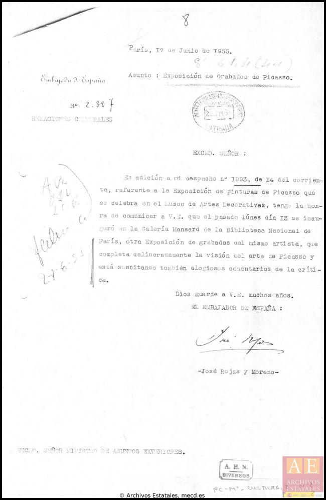 Cartas de José Rojas Moreno a Alberto Martín-Artajo Álvarez