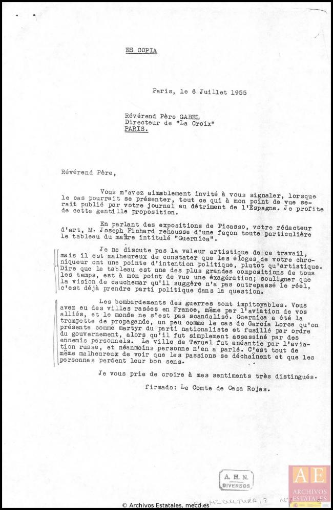 Cartas de José Rojas Moreno a Alberto Martín-Artajo Álvarez