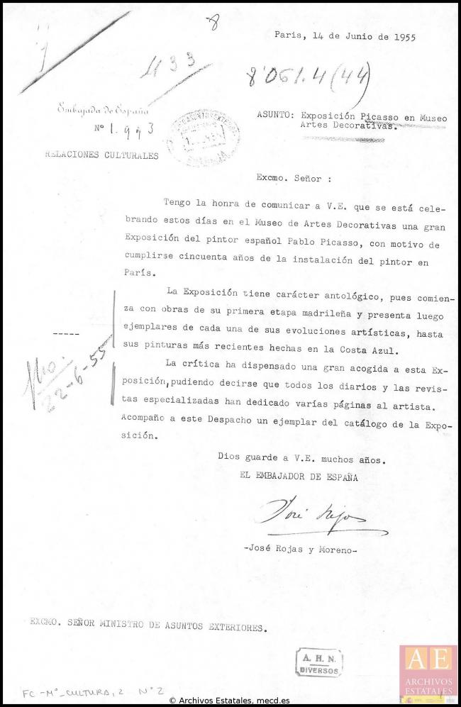 Cartas de José Rojas Moreno a Alberto Martín-Artajo Álvarez