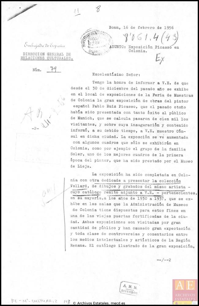 Carta de Antonio Mª Aguirre a Alberto Martín-Artajo Álvarez