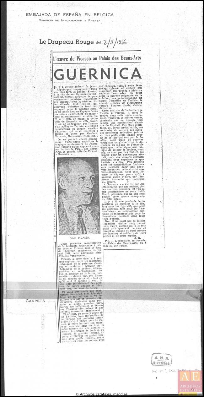 Carta del embajador de España en Bélgica a Alberto Martín-Artajo Álvarez